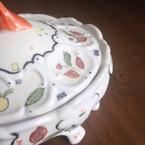 Imagem 5 de 5 de Bomboniere/pote De Porcelana - Pintado À Mão
