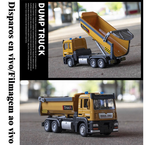 Miniatura Metal Coche Camión Volquete Con Luces Y Sonidol