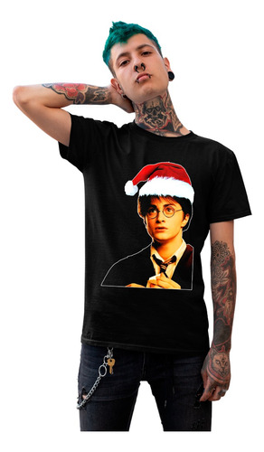 Playera /camiseta Moderna Navideña Harry Potter Gorro Santa