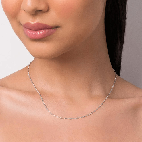 Corrente Singapura Prateada Prata 925 Antialérgico 4mm 40cm