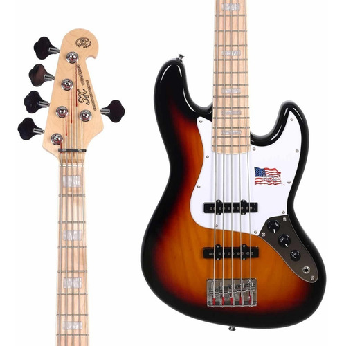 Baixo 5 Cordas Sx Jazz Bass Sjb755 Ash 3ts Standard Sunburst