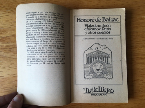Honoré De Balzac Viaje De Un León Africano A París