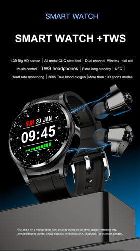 Kit Relógio Inteligente Smartwatch Gt66 Fone S/fio 5.0 Nfe