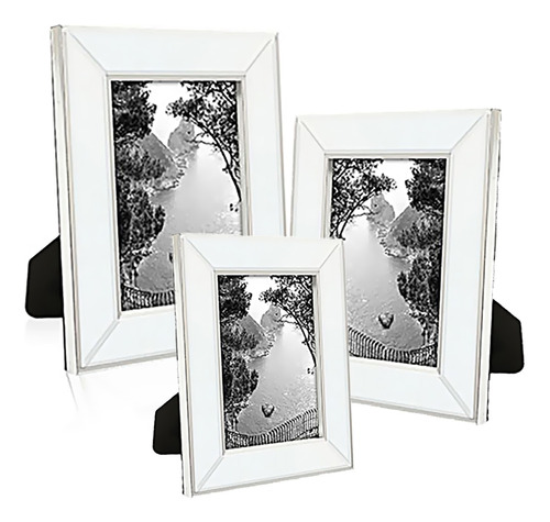 Set Portarretrato Marco Espejo Espejado Elegante Regalo Deco