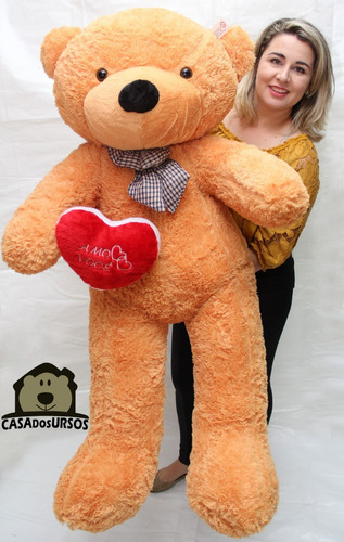 Urso Ursão De Pelucia Grande 140 Cm 1,4 Mts + Coração Amor