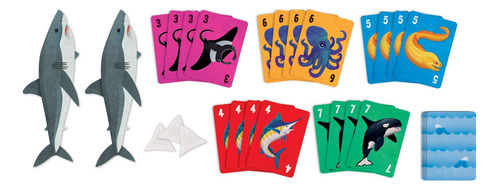 Juego Mudpuppy Chomp Champ Con 40 Cartas, 4 Fichas De Tiburó