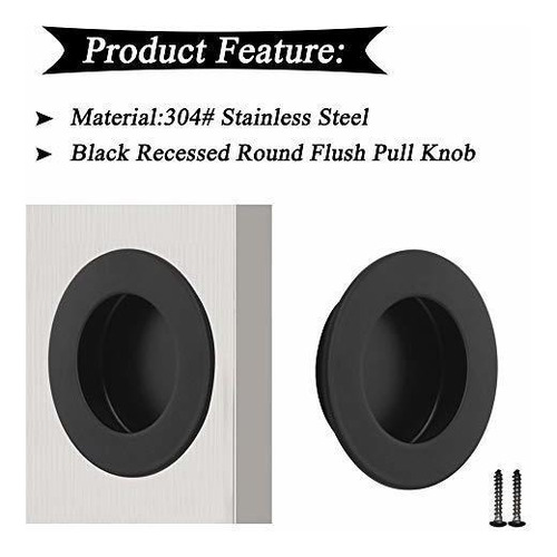 negro Diameter:50mm Probrico acero inoxidable 304/ empotrada Flush Pull mango redondo di/ámetro 50/ mm y 60/ mm con tornillos