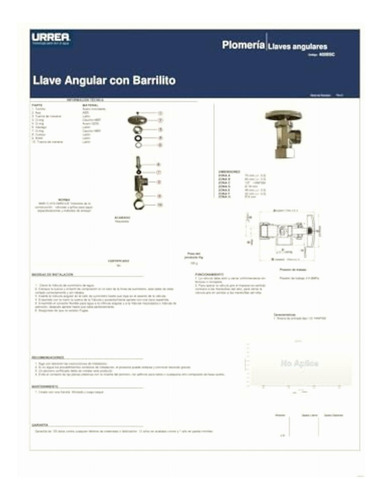Urrea 405bsc Llave De Control Angular Vuelta Completa, Llave