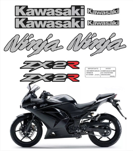 Kit Adesivo Faixa Para Kawasaki Ninja 250r Zx-2r 13403
