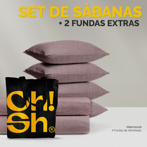 Oh! Sheets Juego De Sabanas Cationico 7 Piezas Matrimonial Café