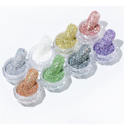 Polvo De Diamante De Cristal De Uñas-8 Colores