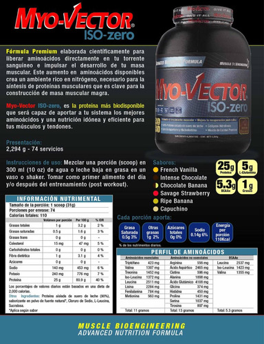 Imagen 2 de 2 de Proteina Myovector Iso Zero 5 Lbs
