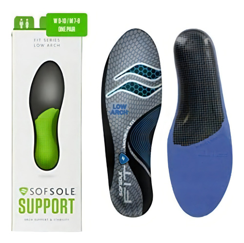 Sof Sole Low Arch Unisex Fit Support Plantillas, Gris, Mujer