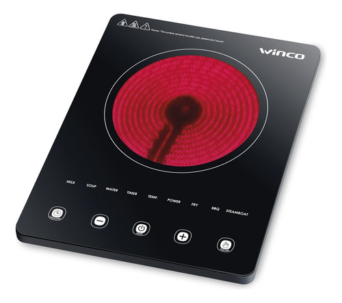 Anafe Winco Infrarrojo Vitroceramico W44 2000w Temporizador Color Negro