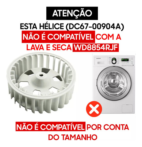Kit Motor Turbina De Secagem Lava E Seca Samsung Wd106 Wd103 Wd10j Wd11j Dc31-00032d Dc67-00904a Dc61-02527a