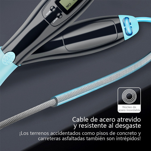 Imagen 5 de 9 de Cuerda Para Saltar Ajustable Con Contador Digital 2 Formas