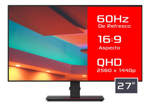 Monitor Lenovo Thinkvision 27 P27q-20  Qhd 1440p Pivotable
