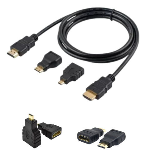 Kit 3 En 1 Hdmi , Cable 1.5 Mts + Adaptadores Micro Y Mini 