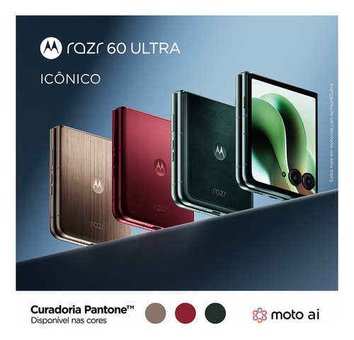 Smartphone Motorola Razr 60 Ultra - 1tb 32gb (16gb Ram+16gb Ram Boost) Snapdragon 8 Elite Tela Dobrável 7 E Externa 4 Moto Ai 50mp Camera - Verde