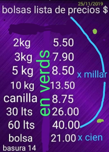 Bolsa Plástica Asa 2kg 3kg 5kg 10kg 15kg 20kg 25kg Y Canilla