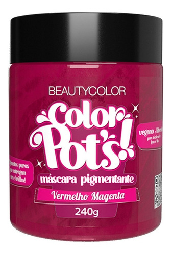 Kit Tintura Beautycolor  Color pot's Máscara pigmentante tom vermelho magente para cabelo