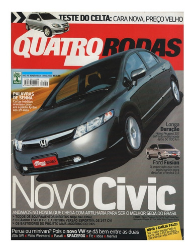 Quatro Rodas Nº552 Civic Peugeot 307 206 Sw Fusion Celta Fit