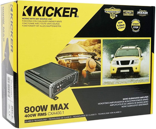 Amplificador Mono Kicker Cxa400.1 800w Max 400w Rms 1 Canal
