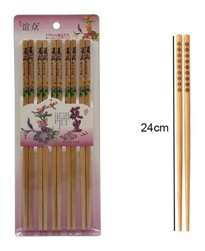 Imagen 2 de 6 de Palitos De Sushi Chinos Palillos Reutilizables Bambú 10pares