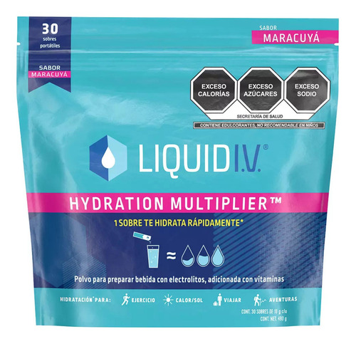 Electrolitos En Polvo Maracuya Liquid I.v. 30 Pz De 16g C/u