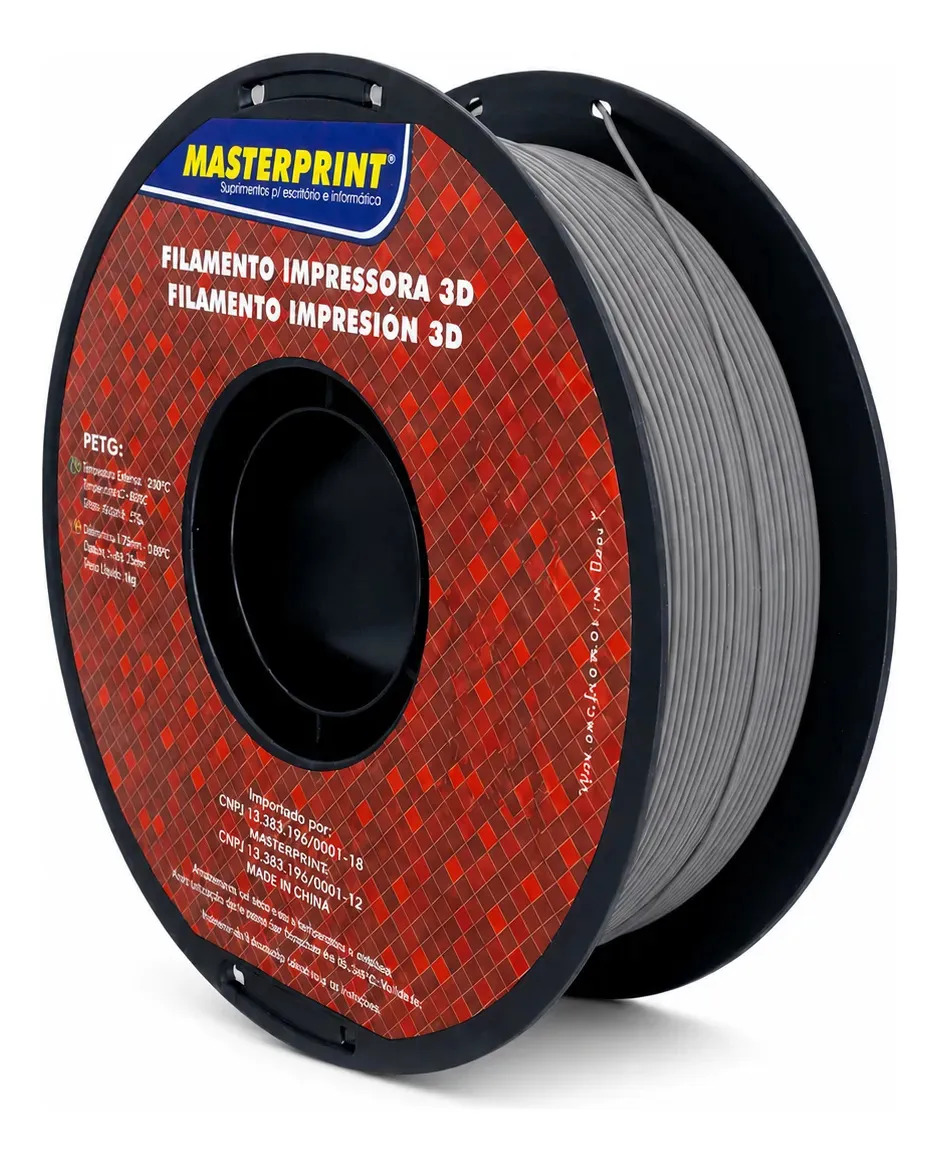 Filamento Petg 3d Masterprint Cores Variadas Colorido Print Cor Cinza