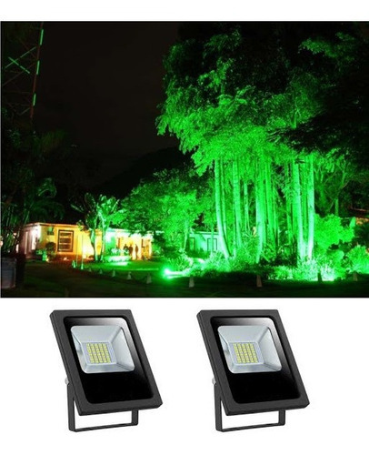 Kit 2x Refletor Projetor Espeto Super Led 30w Verde Cor da carcaça Preto 110V/220V