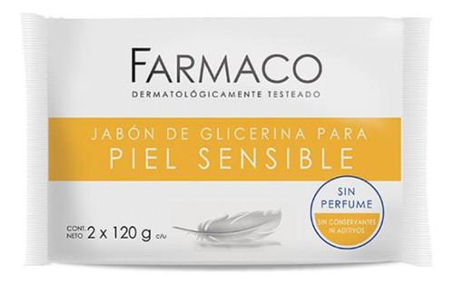 Jabon Glicerina Piel Sensible Sin Perfume Farmaco  2 X 120gr