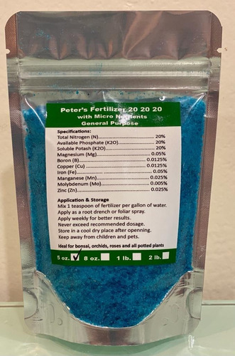 Fertilizantes Peter's 20 20 20 Con Micro Nutrientes 5 Oz 