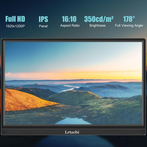 Monitor Portátil Lrtzcbi De 16 Pulgadas, Hdr 1920x1200p Ips