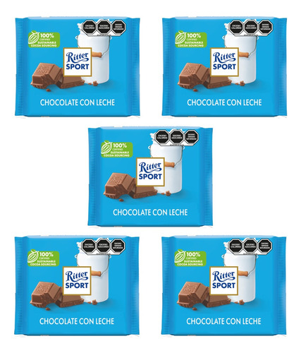 Chocolate Con Leche Extra Fina Ritter Sport 5 Barras 100g