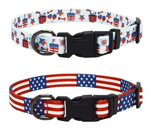 Covoroza 2 Pack American Flag Collar De Perros Clip C7r1p