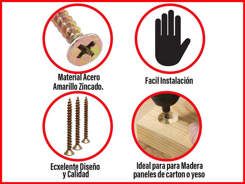 Imagen 4 de 10 de Tornillos 4mm X 45mm X 400unid Eurohard Amarillo Premium