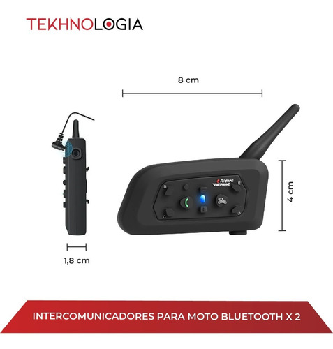 Imagen 3 de 10 de Intercomunicador Bluetooth Casco Moto V6 1200m Ejeas X 2 Uni
