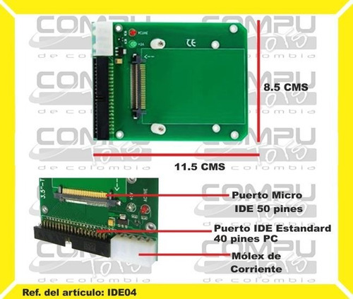 Conversor Micro-ide 50pines A 40pin Ref: Ide04 Computoys Sas