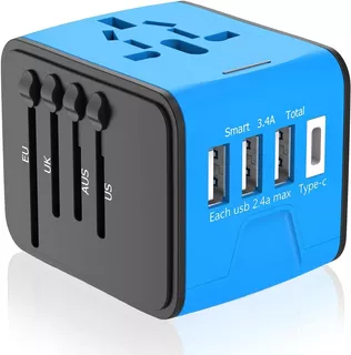 Adaptador Enchufe Universal De Viaje Us/uk/eu/au Usb-c + Usb