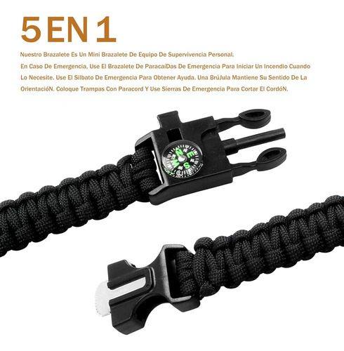 H Pulsera De Supervivencia Paracord, Brazalete Táctico 5 En