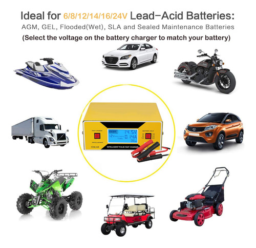Cargador Automático De Batería Coche 6 A 24 V 0-10 A