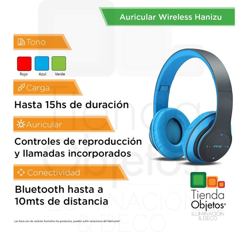 Imagen 2 de 10 de Auricular Headphone Inalambrico Bluetooth Wireless 15hs