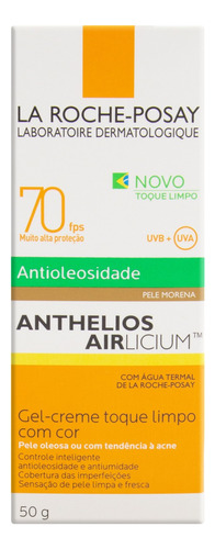 Protetor Solar com Cor Airlicium Antioleosidade FPS 70 Pele Morena La Roche-Posay Anthelios Caixa 50g