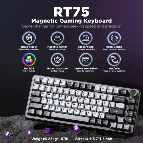 Teclado Para Videojuegos Yunzii Rt75 Rapid Trigger Hall Effe