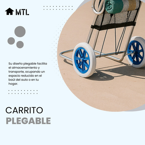 Carrito Mesa Plegable Playera Mtl Aluminio Integrada Bolsillo Almacenamiento Ligero Resistente Versátil Ideal Playa Camping Actividades Al Aire Libre Verano Reforzado