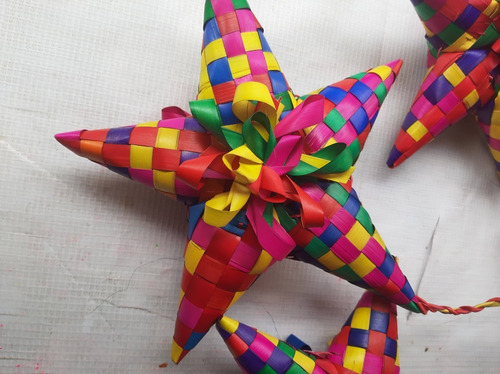 Docena De Esferas Con Moño Artesanales + Estrellas Navideñas