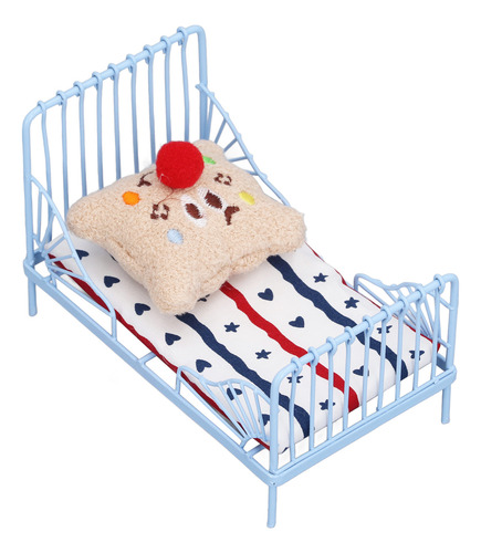 Cama De Metal Dollhouse 1:12 Con Estructura En Miniatura, Bo