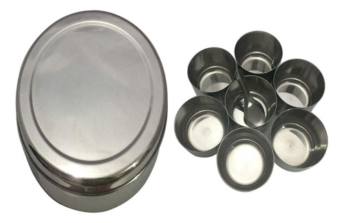 Caja De Especias De Forma Redonda De Acero Inoxidable Dabba
