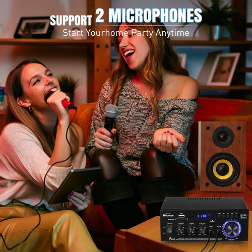 Amplificador Woopker Ak45 Pro Home Audio Estéreo Bluetooth 5